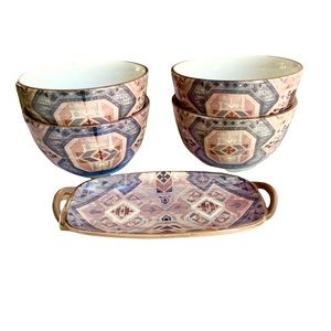 The Spring Shop Aloe Vera Collection 4 Ceramic Bowls & 1 Small Dish